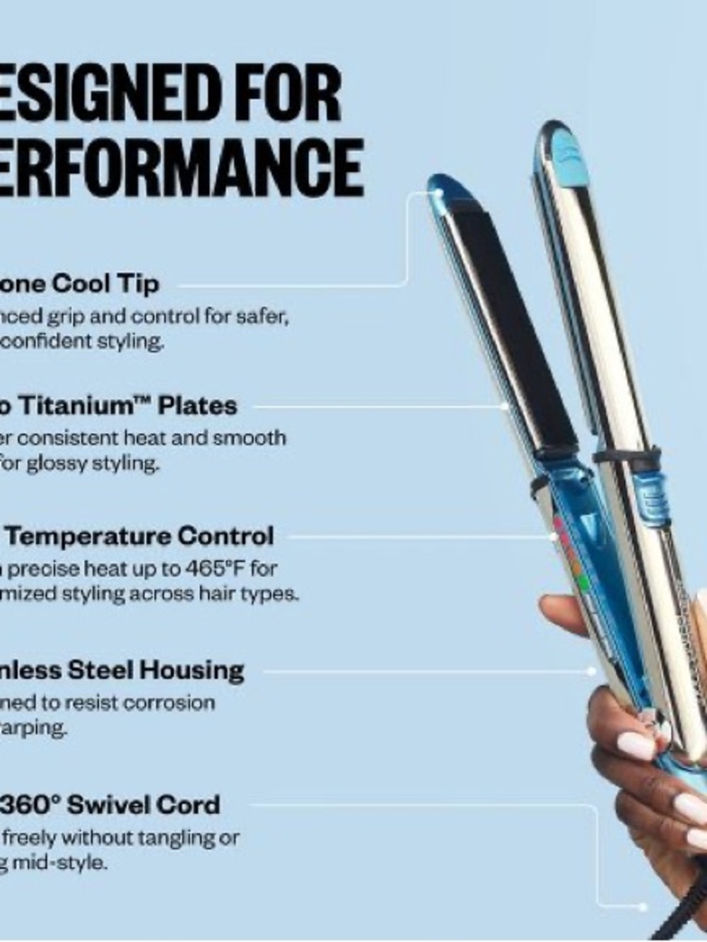 BaBylissPRO Nano Titanium Prima3000 Ionic Straightening Flat Iron - Blue - 1.25" - Picture 2 of 13